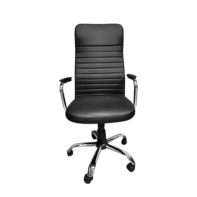 High Back Adjustable Swivel Ergonomic Executive Office Chair yokhala ndi Chrome Arms, Black-3